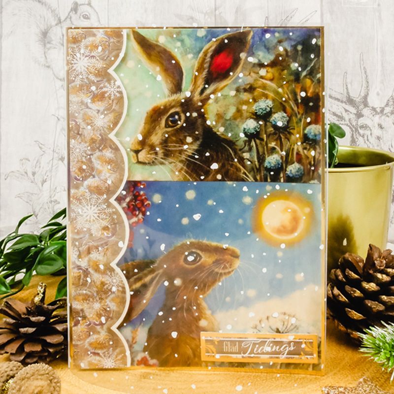 Meadow Hares At Wintertime Printed Parchment-3