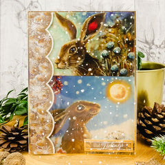 Meadow Hares At Wintertime Printed Parchment-3
