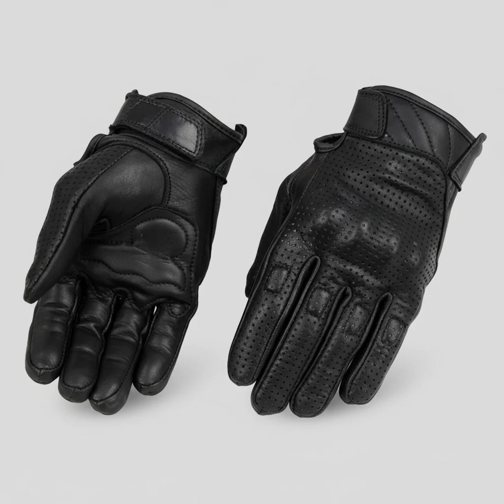 Open Road Men's Perforated Armored Leather Motorcycle Gloves-1