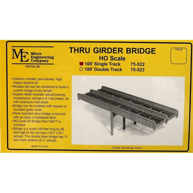 Micro Engineering 75-522 HO 100' Through Girder Bridge Single Track KIT NIB-1