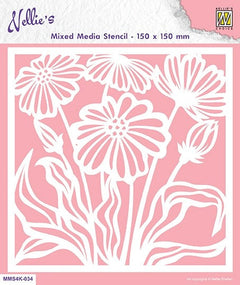 Nellie's Choice Mixed Media Stencil Square Size - Flowers-1-1