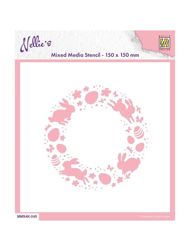 Nellie Snellen • Stencil 15x15cm Easter Wreath-1