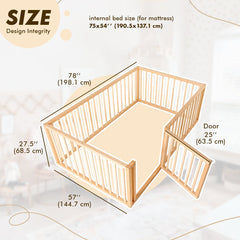 Twin Size Bed Frame for Toddlers with Fence-13