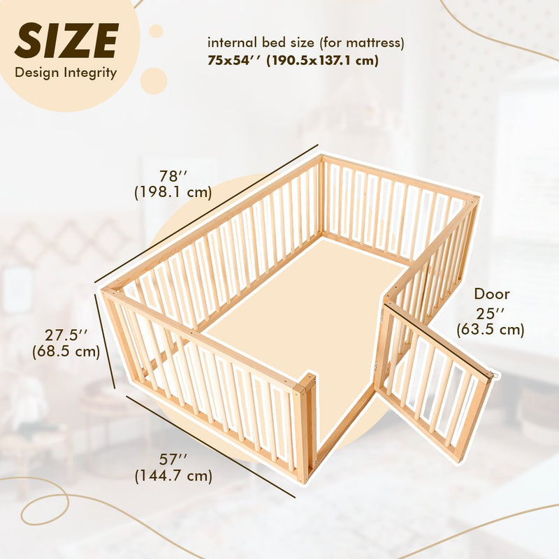 Twin Size Bed Frame for Toddlers with Fence-13