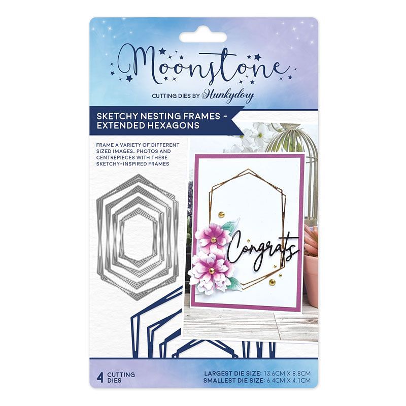 Moonstone Dies - Sketchy Nesting Frames - Extended Hexagons-1