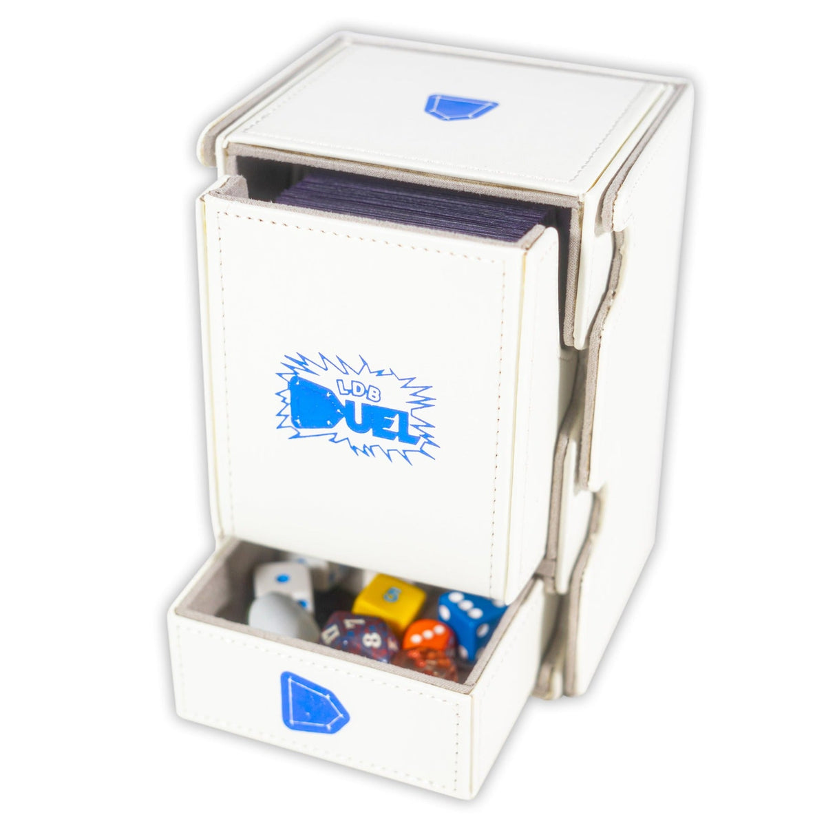 White - Mach 3 - Deck Box - Holds 100 Double Sleeved Cards - Magnetic Removable Lid-1