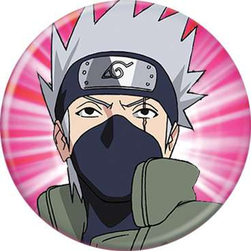 Naruto Kakashi Pink Background Button-1