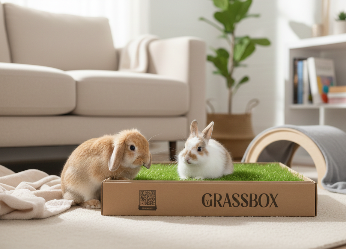 Real Grass Box for Rabbits – Natural Rabbit Potty Solution-3