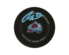 Palet de match officiel de l'Avalanche du Colorado autographié par Oskar Olausson-1