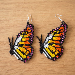 Beaded Butterfly Earrings — Black, Gold & Pink-3