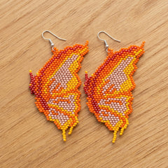 Flame Feather Beaded Earrings-1