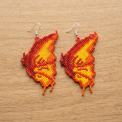Flame Feather Beaded Earrings-2