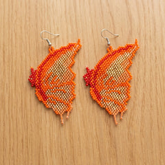 Flame Feather Beaded Earrings-3