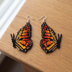 Golden Butterfly Beaded Earrings-1
