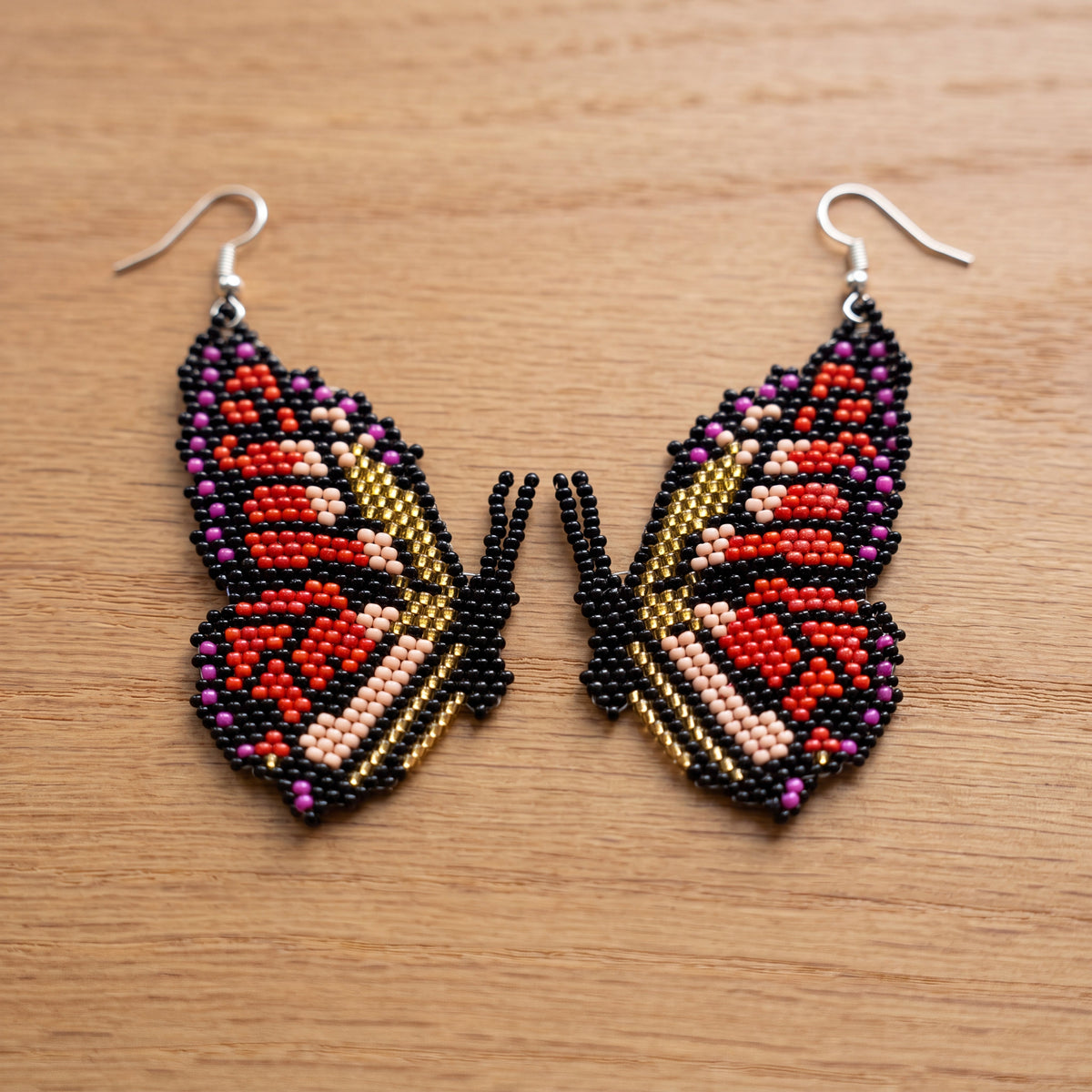 Golden Butterfly Beaded Earrings-2