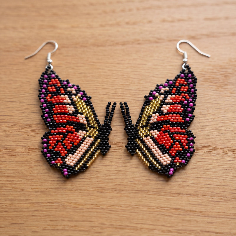 Golden Butterfly Beaded Earrings-2
