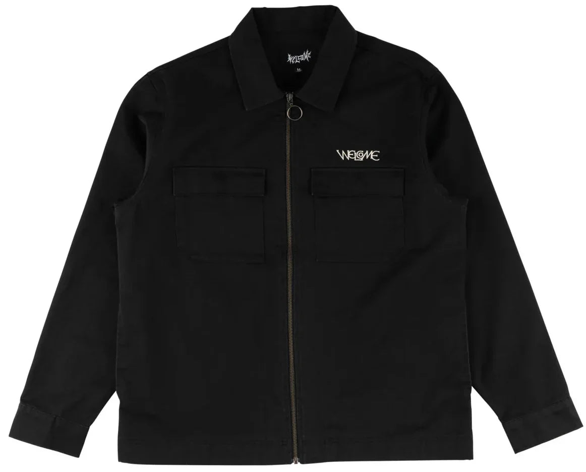 Welcome 'Paladin W/ Patch' L/S Twill Zip Shirt - Black-1