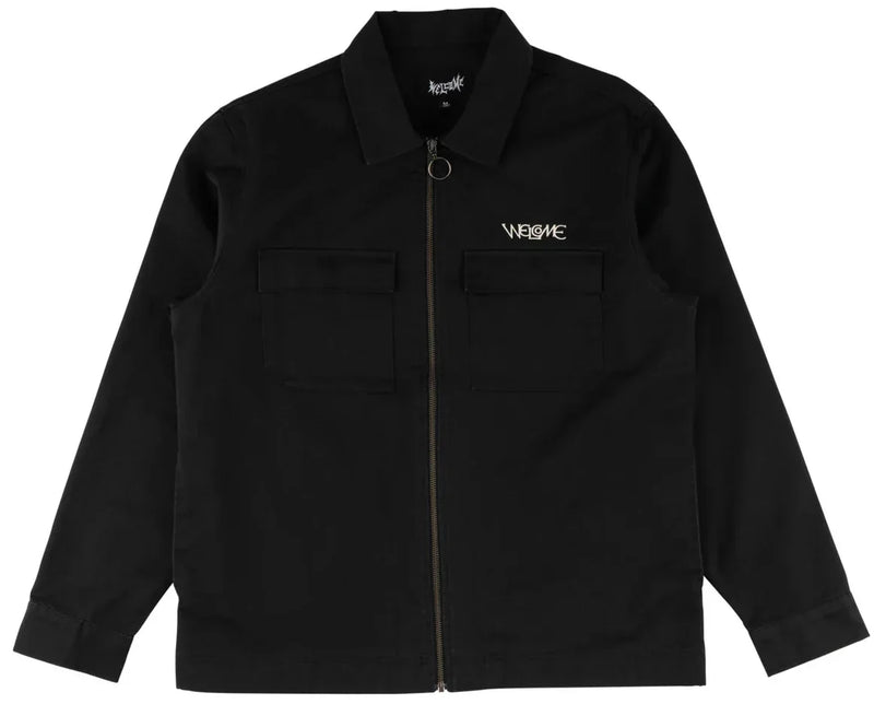 Welcome 'Paladin W/ Patch' L/S Twill Zip Shirt - Black-1