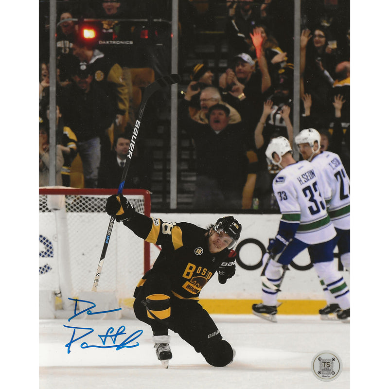 David Pastrnak Autographed Boston Bruins Goal Celebration 8x10 Photo-1