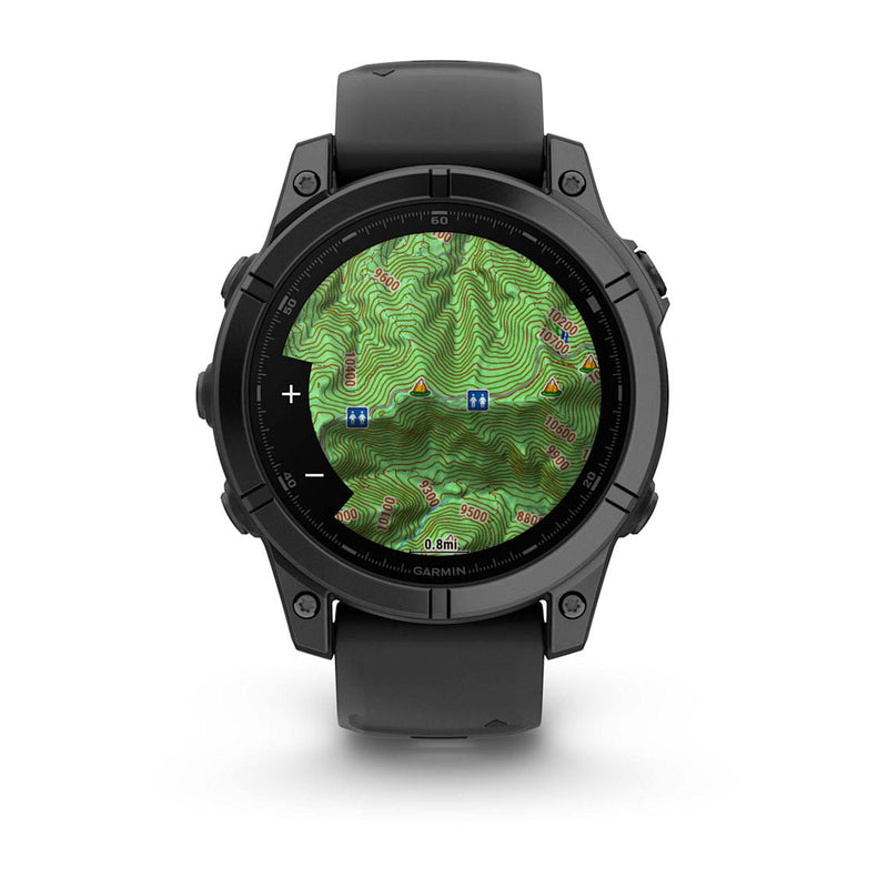Fēnix® E – 47 mm, AMOLED Slate Gray Steel with Black Silicone Band-4