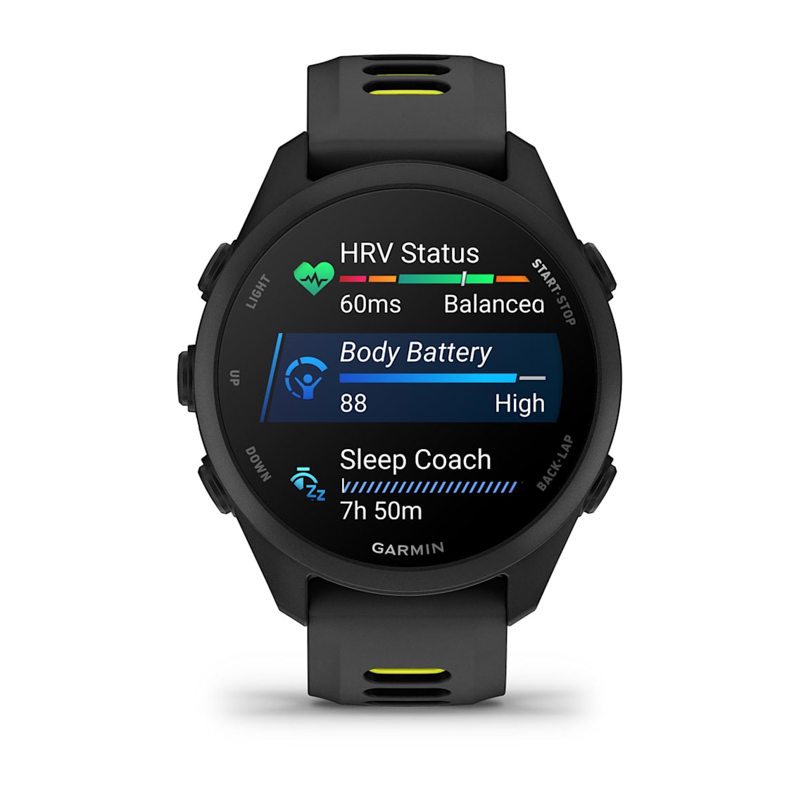Forerunner® 170 Music Black with Black/Amp Yellow Band-7