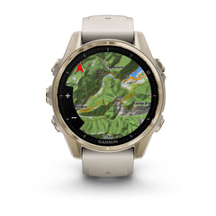Fēnix® 8 – 43 mm AMOLED Soft Gold with Fog Gray/Dark Sandstone Band-6