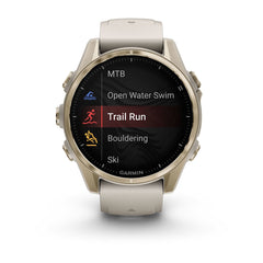 Fēnix® 8 – 43 mm AMOLED Soft Gold with Fog Gray/Dark Sandstone Band-7