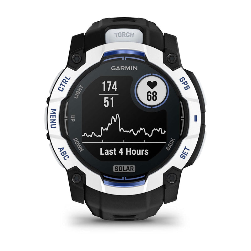 Instinct® 3 – 50 mm, Solar Whitestone with Black/Bolt Blue Band-8