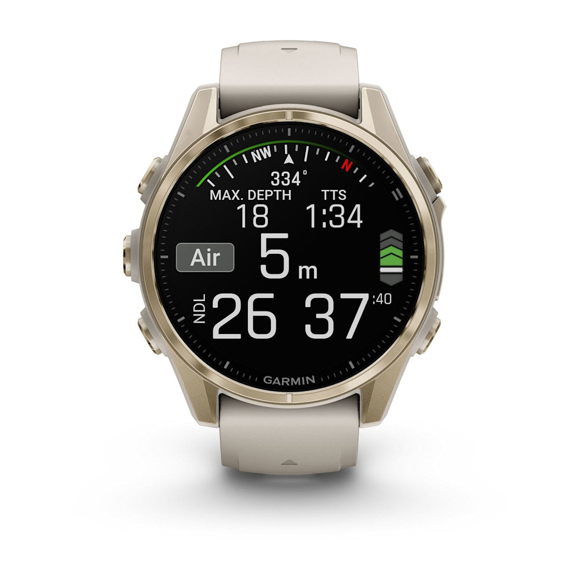 Fēnix® 8 – 43 mm AMOLED Soft Gold with Fog Gray/Dark Sandstone Band-8
