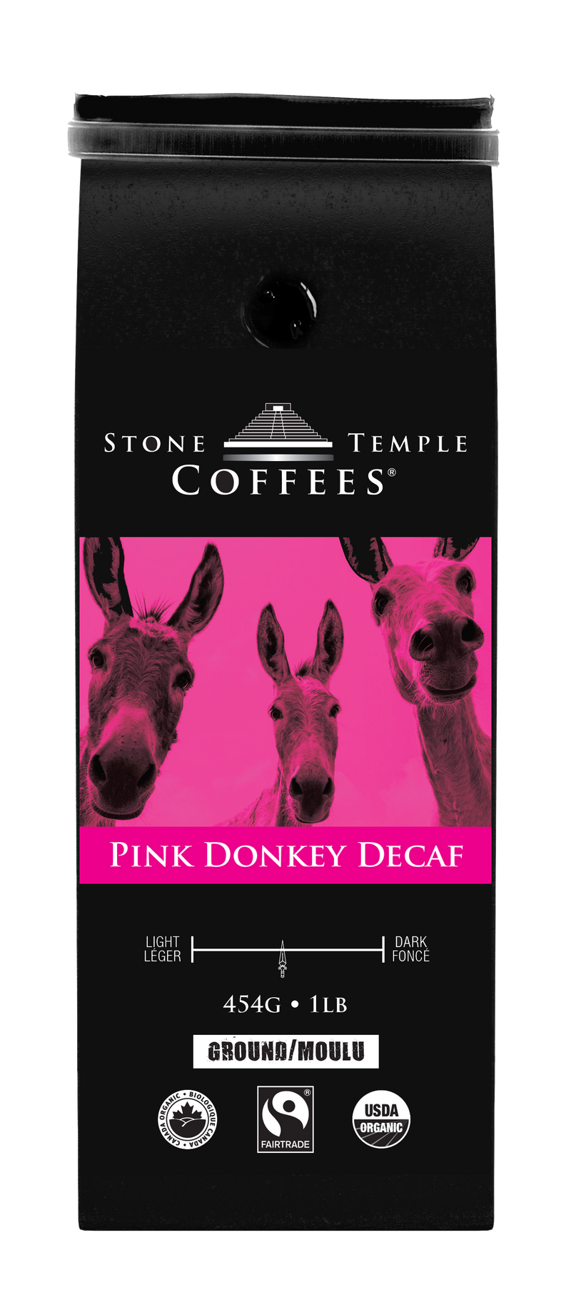 Pink Donkey Decaf - Ground, Medium Roast, Certified Organic OCIA/ Fairtrade Coffee 1lb/454g-2
