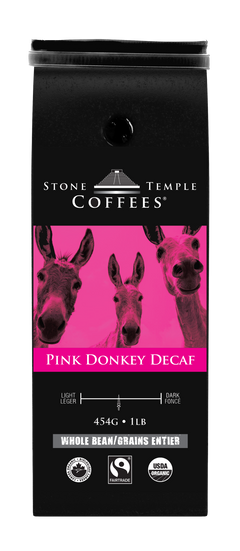 Pink Donkey Decaf - Whole Bean, Medium Roast, Certified Organic OCIA/ Fairtrade Coffee 1lb/454g-2