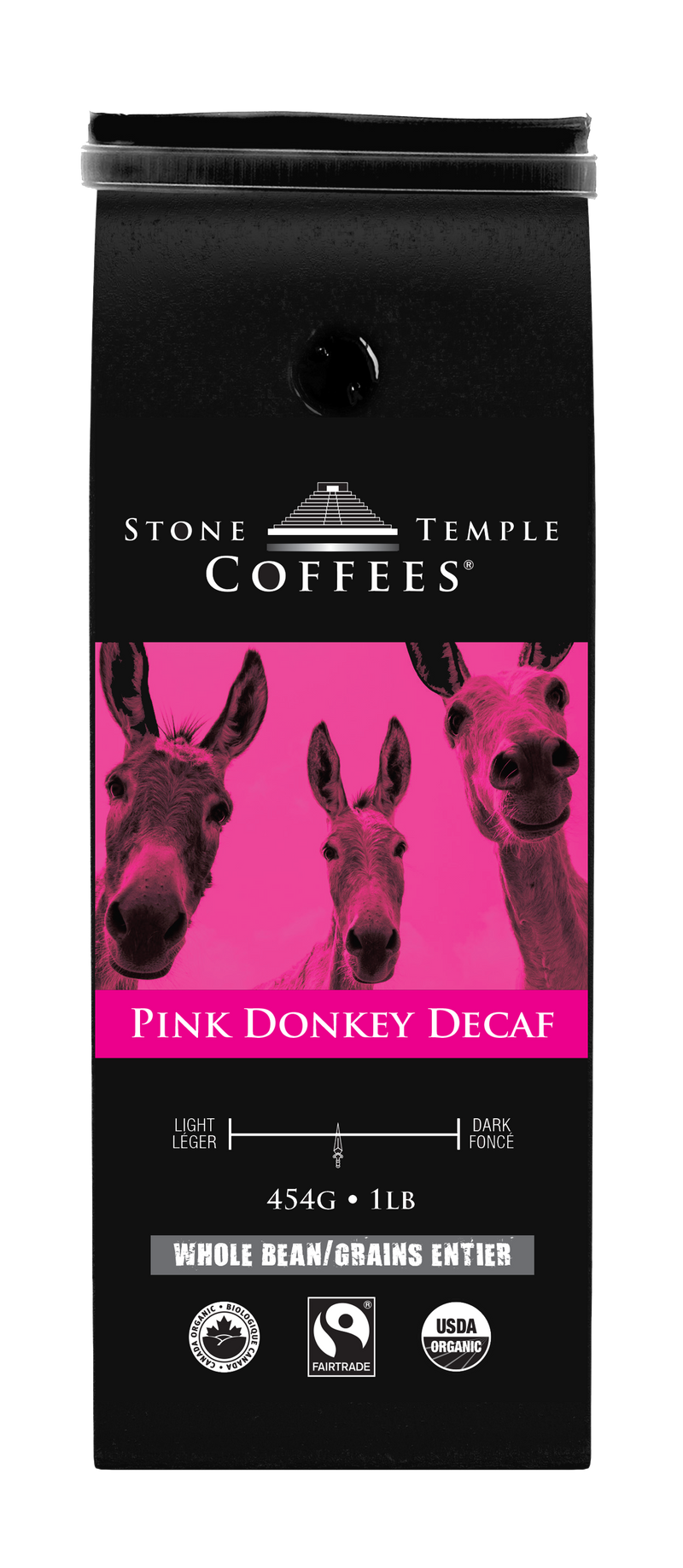 Pink Donkey Decaf - Whole Bean, Medium Roast, Certified Organic OCIA/ Fairtrade Coffee 1lb/454g-2