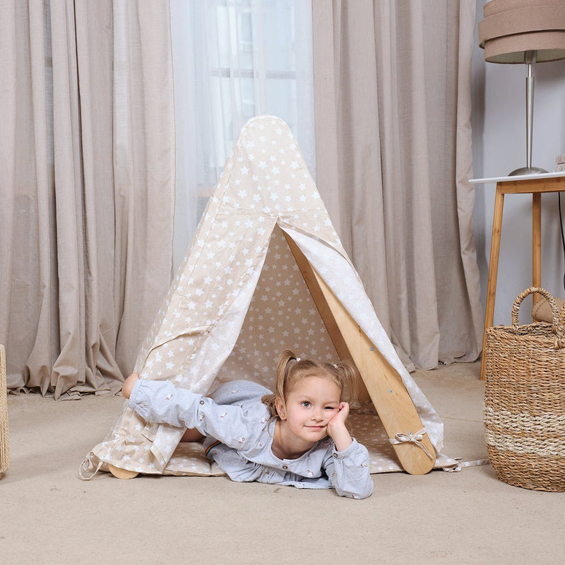 Play Tent Cover with Mat for Climbing Triangle Ladder-2