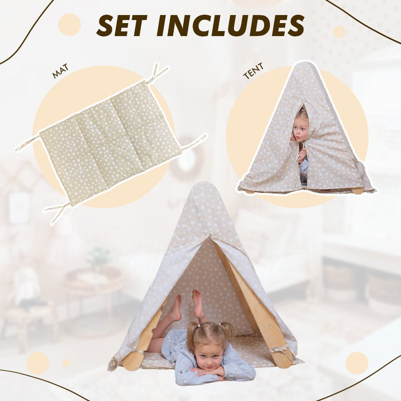 Play Tent Cover with Mat for Climbing Triangle Ladder-3
