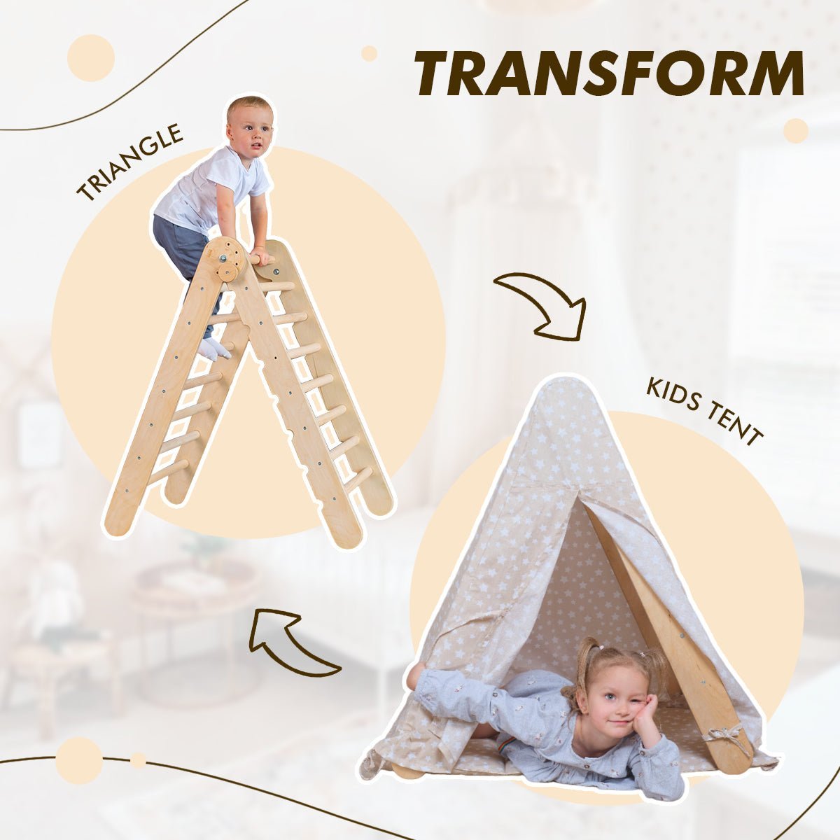 Play Tent Cover with Mat for Climbing Triangle Ladder-4