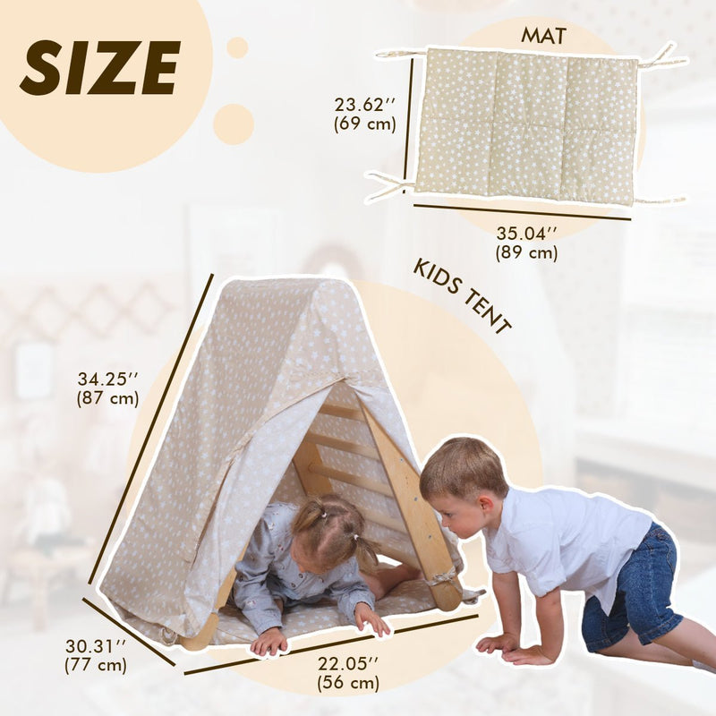 Play Tent Cover with Mat for Climbing Triangle Ladder-5
