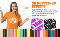Teckwrap Puff Heat Transfer Vinyl - White | Perfect for 3-D Look-5
