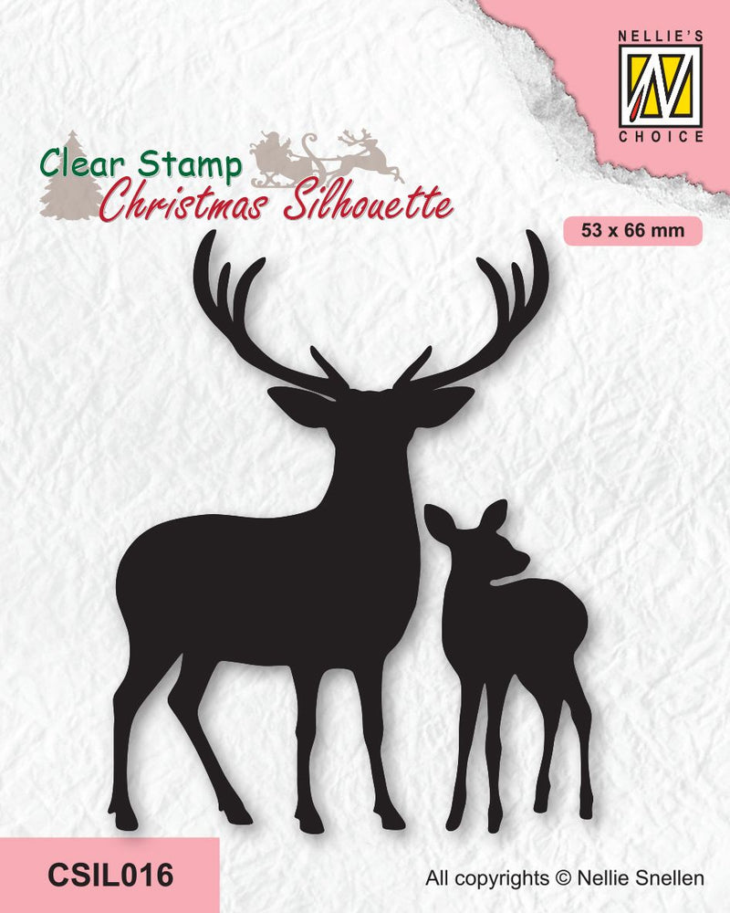 Nellie's Choice Clear Stamp Christmas Silhouette - Deer With Young-1