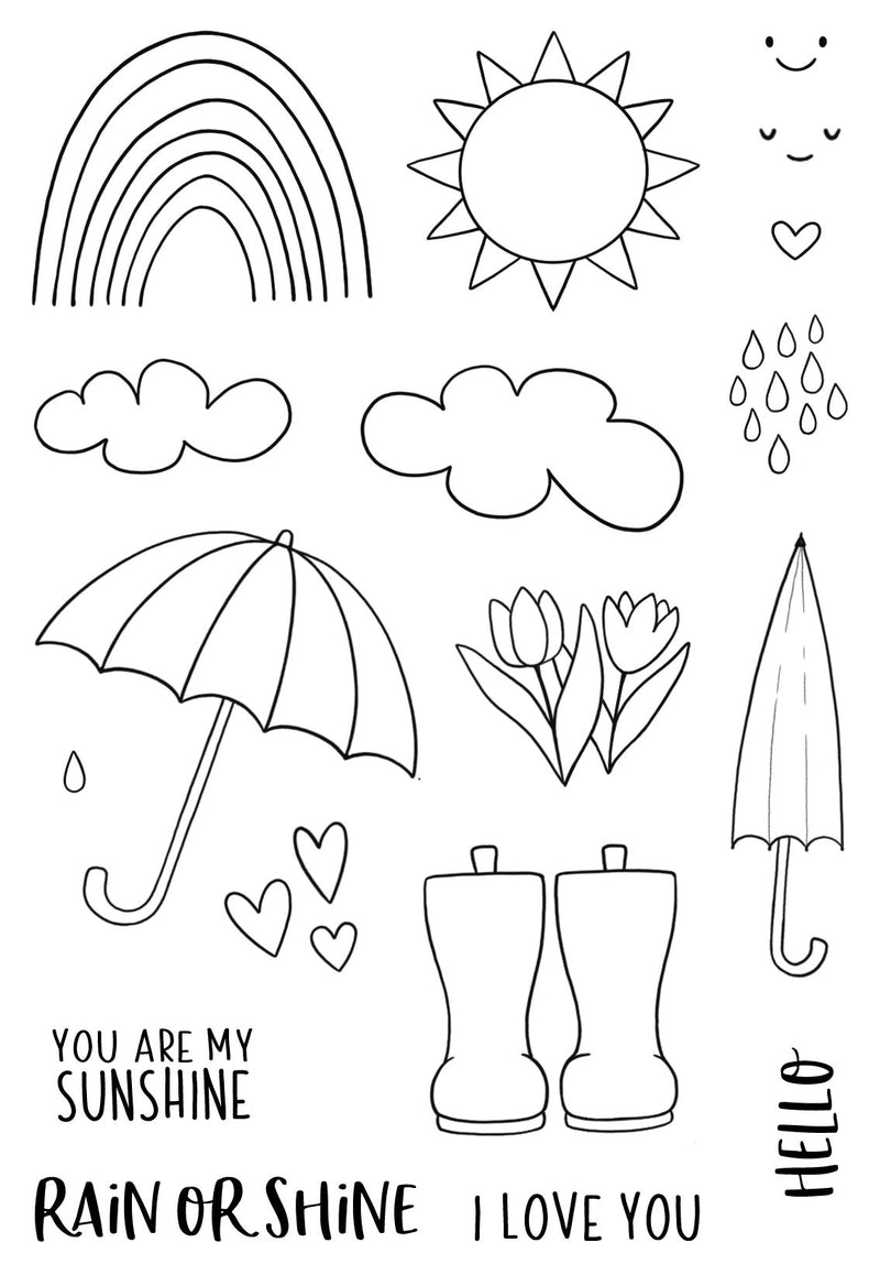 Creative Expressions Jane's Doodles Rain or Shine 4 in x 6 in Clear Stamp Set-2