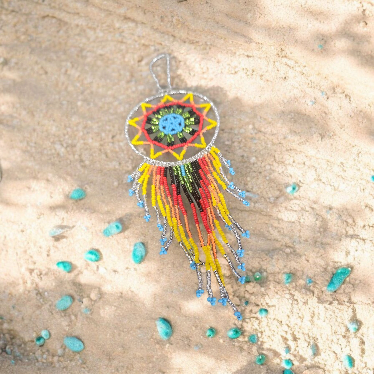 Silver and yellow red,Celestial Beaded Handmade Dreamcatcher-1