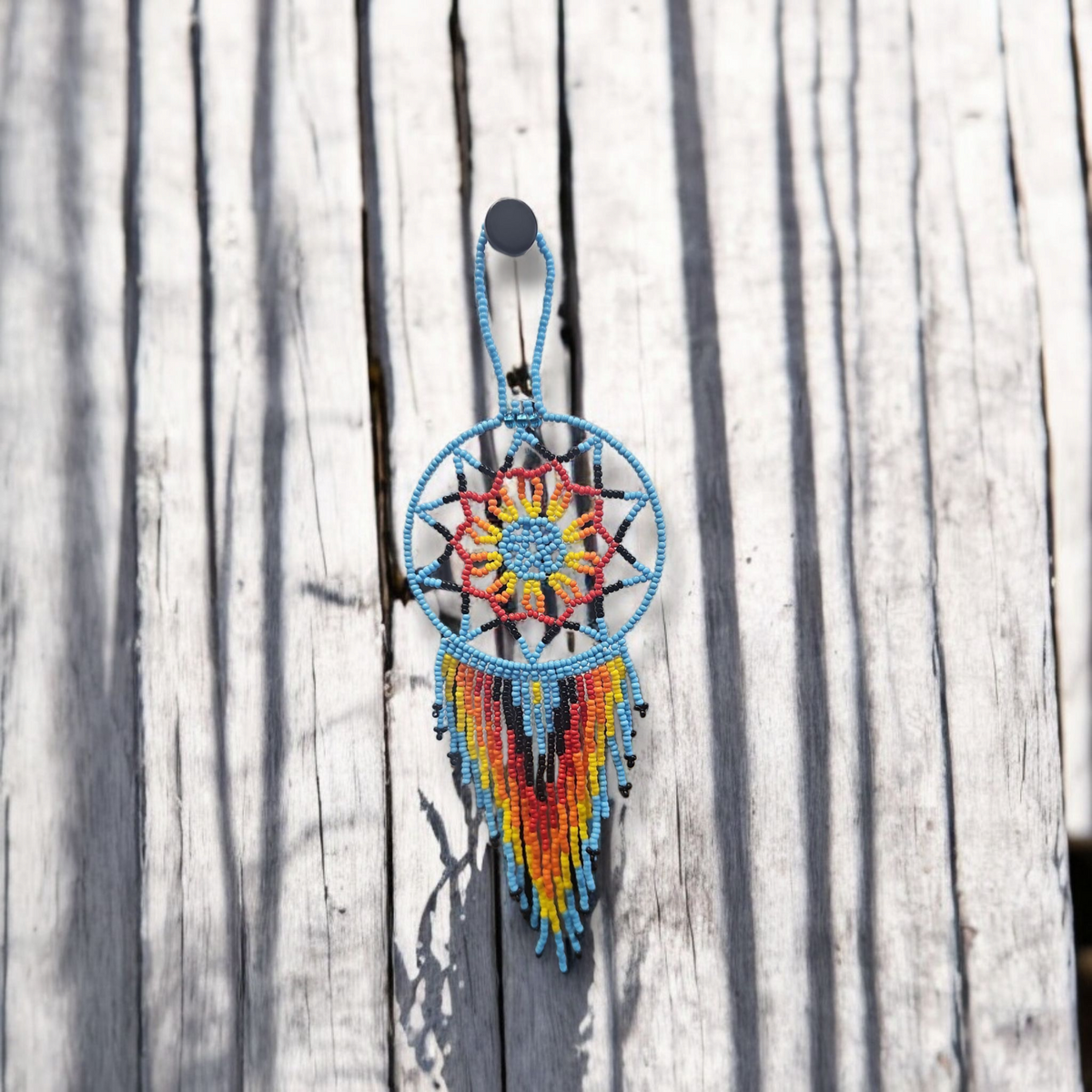 Sky blue yellow ,Celestial Beaded Handmade Dreamcatcher-3