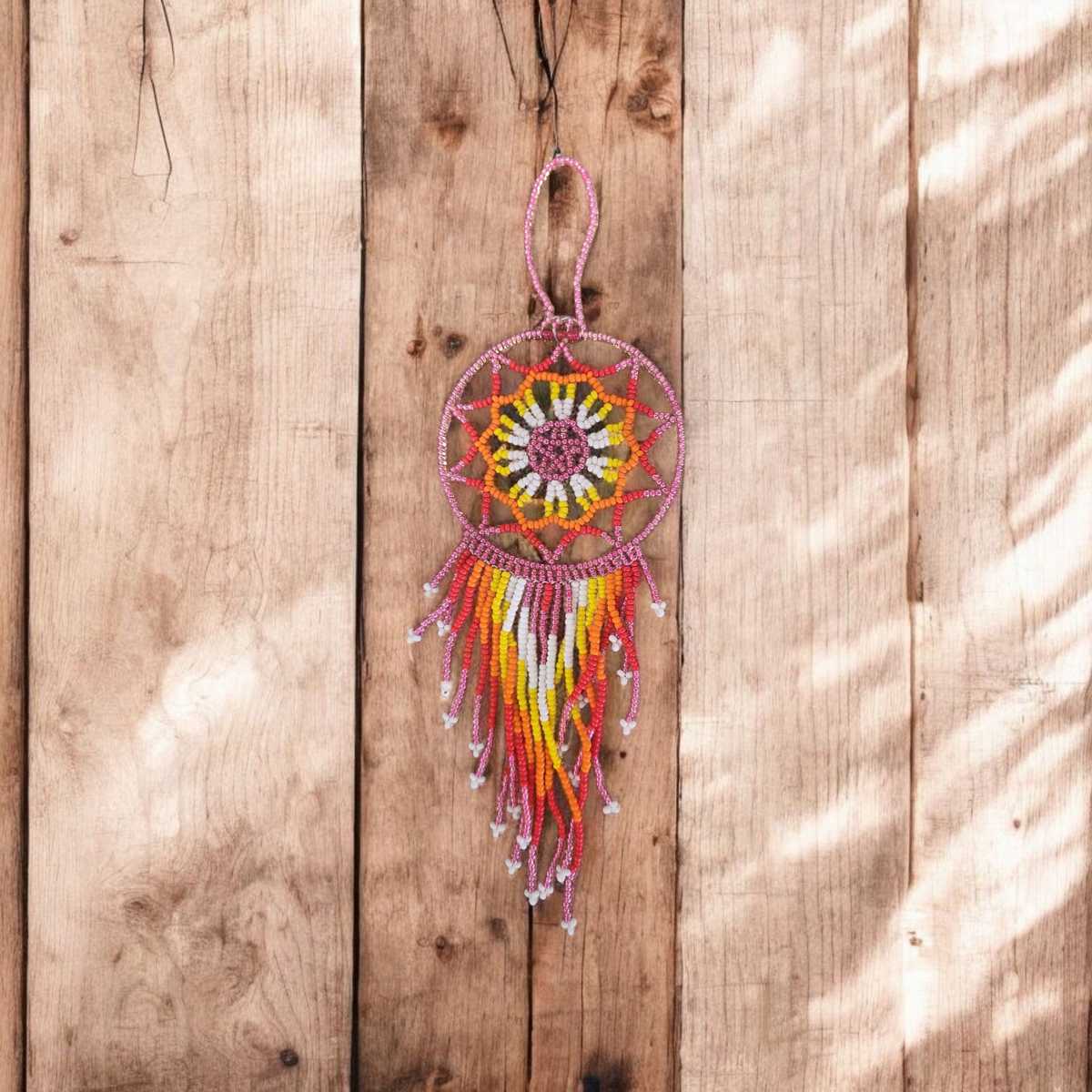 Pink and white yellow ,Celestial Beaded Handmade Dreamcatcher-2