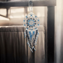 White blue ,Celestial Beaded Handmade Dreamcatcher-2