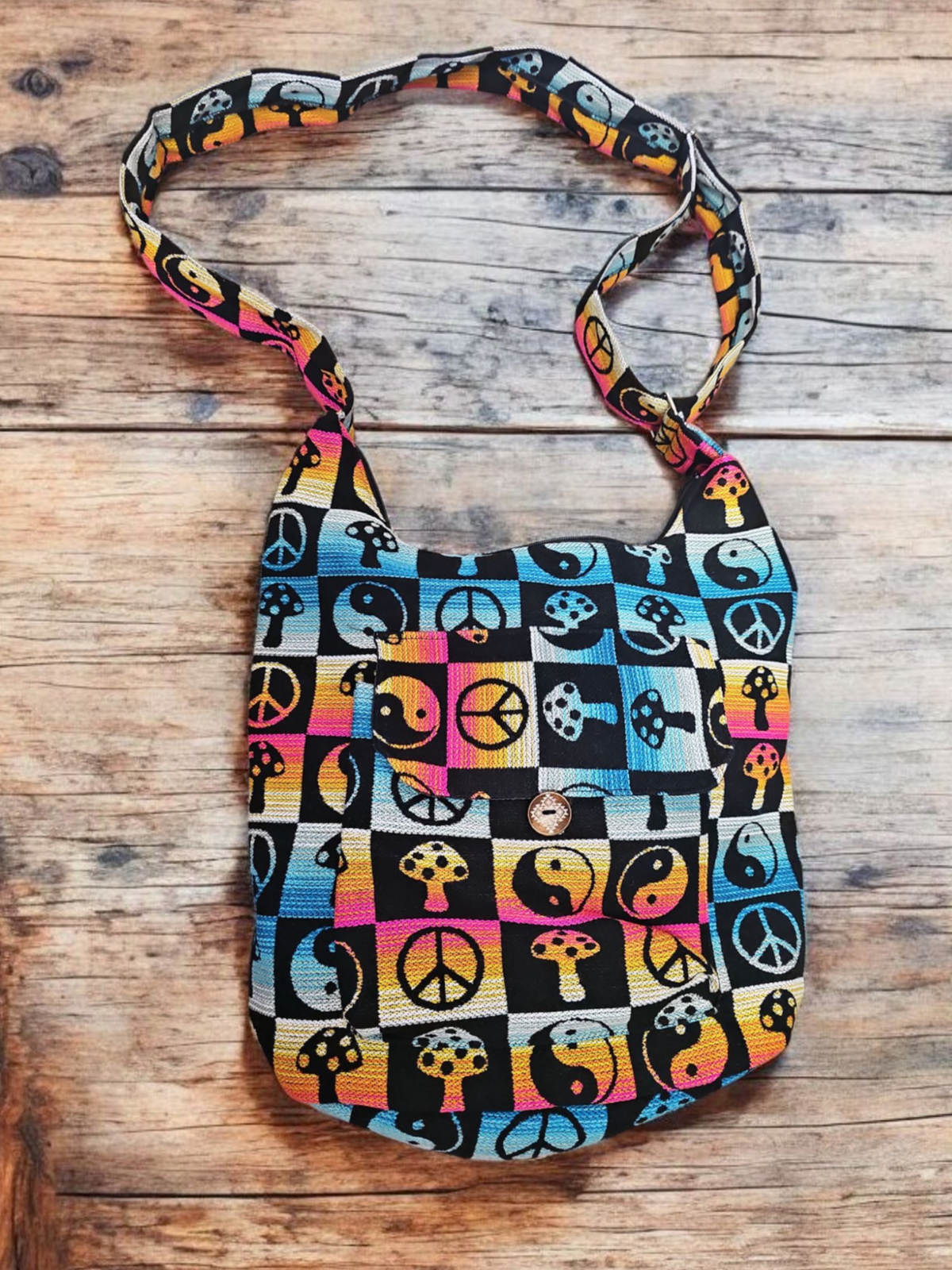 hippie sunset / black crossbody bag-2