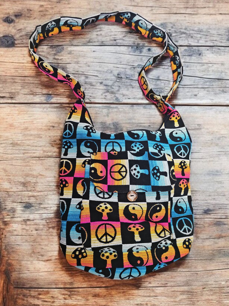 hippie sunset / black crossbody bag-2