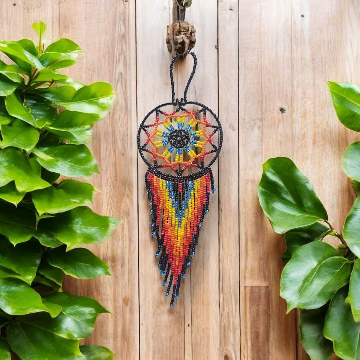 Black and yellow red ,Celestial Beaded Handmade Dreamcatcher-4