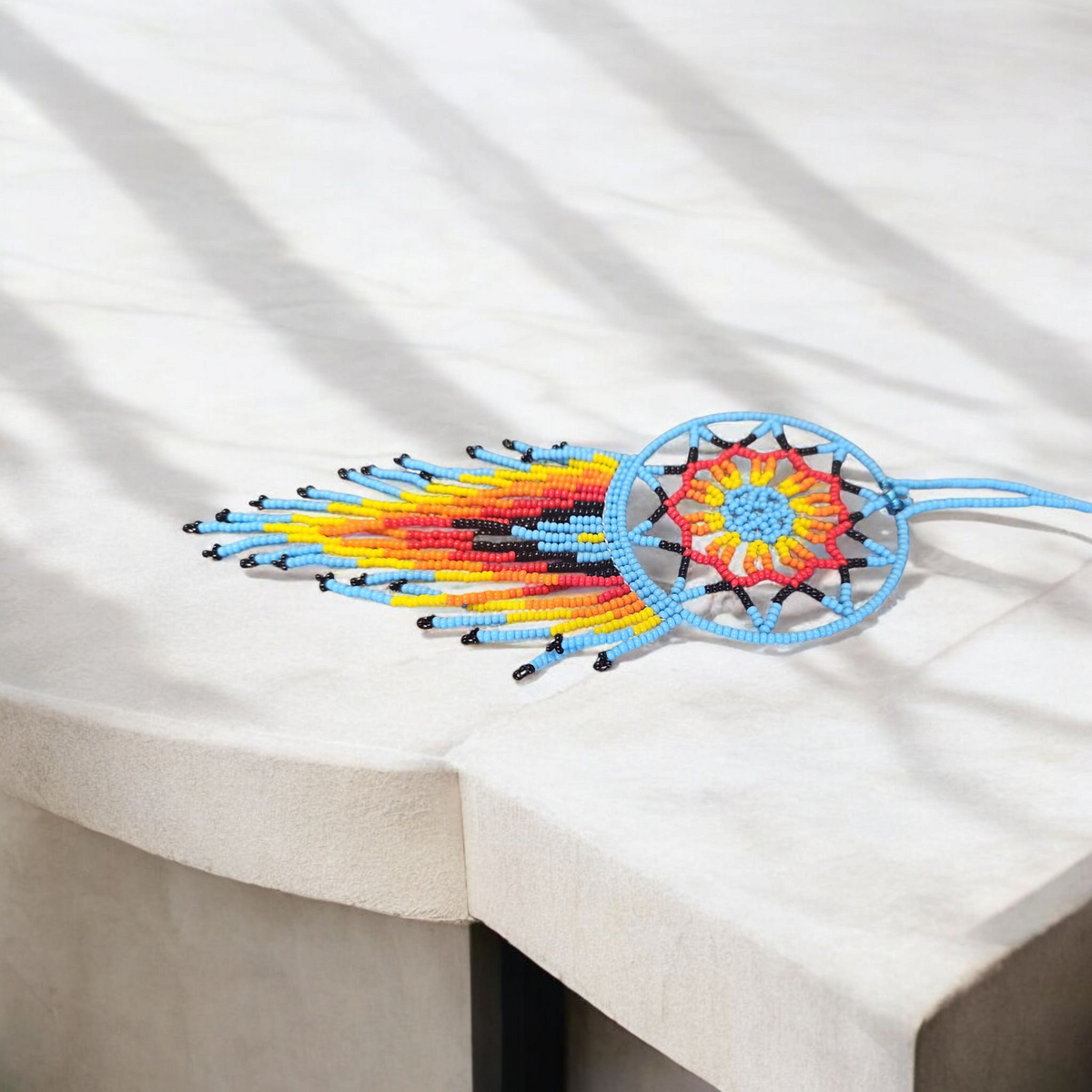 Sky blue yellow ,Celestial Beaded Handmade Dreamcatcher-2
