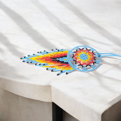 Sky blue yellow ,Celestial Beaded Handmade Dreamcatcher-2