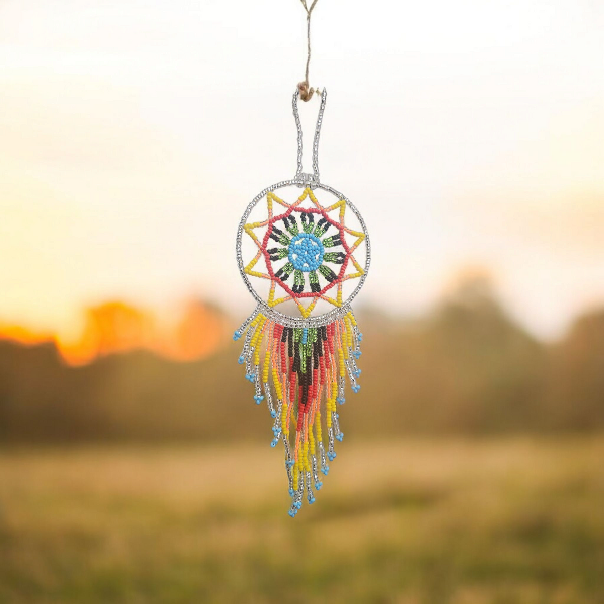 Silver and yellow red,Celestial Beaded Handmade Dreamcatcher-2