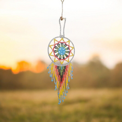 Silver and yellow red,Celestial Beaded Handmade Dreamcatcher-2